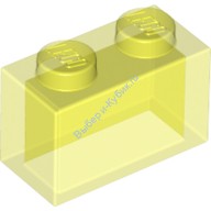 Деталь Лего Кубик 1 х 2 Без Нижних Креплений Цвет Прозрачно-Неоново-Зеленый