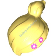 Деталь Лего Парик Женский С Рисунком Цвет Ярко-Светло-Желтый