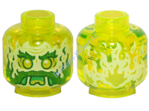 Деталь Лего Голова Минифигурки Цвет Прозрачно-Неоново-Зеленый 3626cpb2453