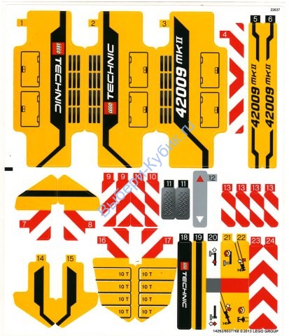 Наклейки К Набору Лего 42009 "ПЕРЕДВИЖНОЙ КРАН MK II"
