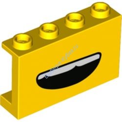 Деталь Лего Панель 1 х 4 х 2 С Боковыми Усилителями - Полые Штырьки С Рисунком Цвет Желтый