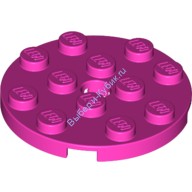 Деталь Лего Пластина Круглая 4 х 4 С Отверстием Цвет Темно-Розовый