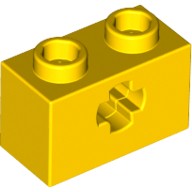 Кубик 1 х 2 С Отверстием Под Ось, Цвет: Желтый