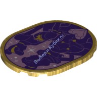 Деталь Лего Плитка Круглая 6 x 8 Овальная с Рисунком Цвет Перламутрово-Золотой