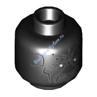 Деталь Лего Голова Инопланетянина С Серебряными Клыками Цвет Черный