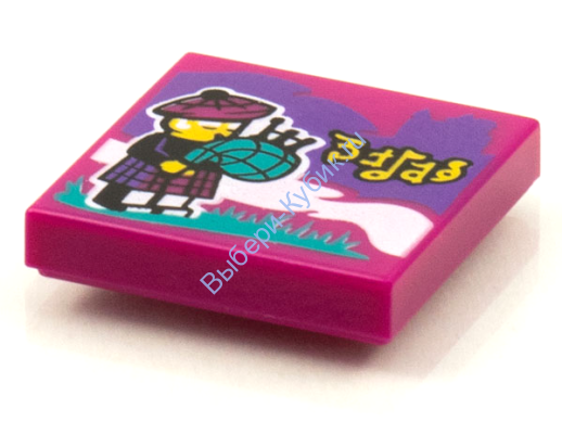 Деталь Лего Плитка 2 х 2 С Рисунком Цвет Маджента