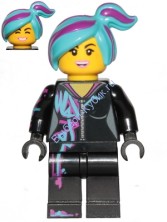 Lucy Wyldstyle with Magenta Lined Hoodie, Medium Azure and Magenta Hair, Smile / Cheerful