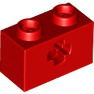 Кубик 1 х 2 С Отверстием Под Ось, Цвет: Красный