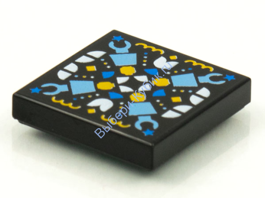 Деталь Лего Плитка 2 х 2 С Рисунком Цвет Черный