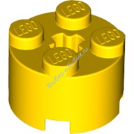 Деталь Лего Кубик Круглый 2 х 2 С Отверстием Под Ось Цвет Желтый