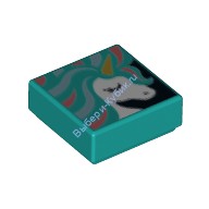 Деталь Лего Плитка 1 х 1 с Рисунком Цвет Темно-Бирюзовый