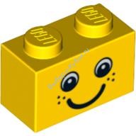 Деталь Лего Кубик С Рисунком 1 х 2 Цвет Желтый