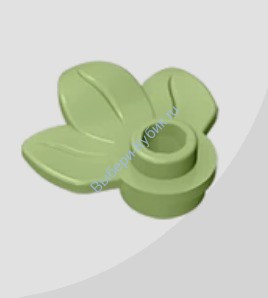 Деталь Аналог Совместимый С Лего Пластина Круглая 1 Х 1 С 3 Листьями Цвет Оливковый Зеленый