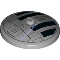 Деталь Лего Тарелка (Радар) 4 х 4 Перевернутая С Закрытым Штырьком С Рисунком Цвет Светло-Серый