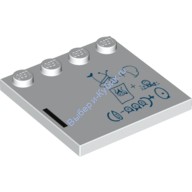 Деталь Лего Плитка Модифицированная 4 X 4 С Шипами На Краю С Рисунком В Виде Белой Доски Цвет Белый