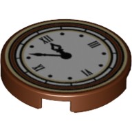 Плитка Круглая 2 х 2 часы с Римскими Цифрами, Цвет: Коричневый