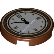 Деталь Лего Плитка Круглая 2 х 2 часы с Римскими Цифрами Цвет Коричневый