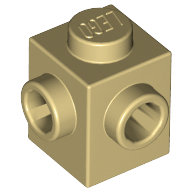 Деталь Лего Кубик Модифицированный 1 х 1 С Штырьками На Смежных Сторонах Цвет Песочный