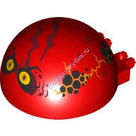 Деталь Лего Лобовое Стекло 6 х 6 х 3 Половина Сферы Со Сдвоенными Стопорными Пальцами С Рисунком Цвет Красный