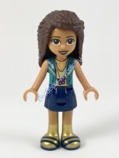 Friends Andrea, Dark Blue Skirt, Gold Top with Dark Turquoise Vest