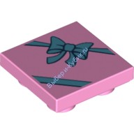 Деталь Лего Плитка Модифицированная 2 х 2 Обратная с Подарочным Бантом Цвет Ярко-Розовый