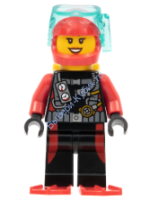 Минифигурка Лего Сити - Аквалангист, Женщина