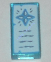 Деталь Лего Плитка 1 х 2 с 4 Кристаллами и Надписями Цвет Прозрачно-Голубой