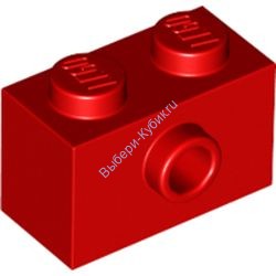 Деталь Лего Кубик Модифицированный 1 х 2 С Открытым Штырьком Сбоку Цвет Красный