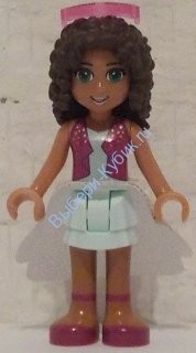 Friends Andrea, Light Aqua Layered Skirt, Magenta Vest Top, White Sequined Cloth Skirt, Sunglasses