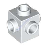 Деталь Лего Кубик Модифицированный 1 х 1 С Штырьками С 4 Сторон Цвет Белый