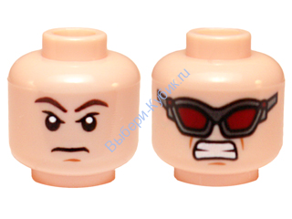 Деталь Лего Голова Минифигурки Двусторонняя Цвет Светло-Телесный