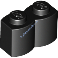 Деталь Лего Кубик Модифицированный 1 х 2 Бревно Цвет Черный