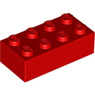 Деталь Лего Кубик 2 х 4 Цвет Красный