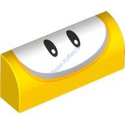 Деталь Лего Кубик Модифицированный 1 х 4 х 1 1/3 Без Штырьков С Закругленным Верхом С Рисунком Цвет Желтый