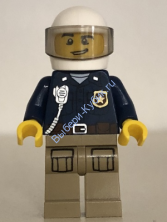 Минифигурка Лего Сити - Mountain Police - Officer Male, White Helmet and Smirk