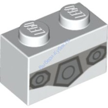 Деталь Лего Кубик С Рисунком 1 х 2 Цвет Белый