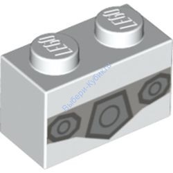 Деталь Лего Кубик С Рисунком 1 х 2 Цвет Белый