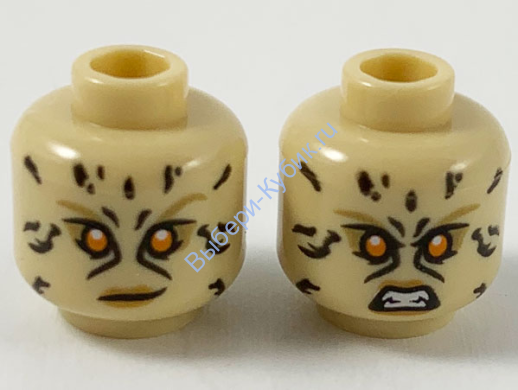 Деталь Лего Голова Минифигурки Двусторонняя Цвет Песочный