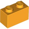 Деталь Лего Кубик 1 х 2 Цвет Ярко-Светло-Оранжевый