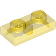 Деталь Лего Пластина 1 х 2 Цвет Прозрачно-Желтый