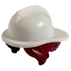 Деталь Лего Шлем С Темно-Красными Волосами Цвет Белый