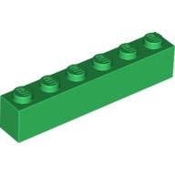 Деталь Лего Кубик 1 х 6 Цвет Зеленый