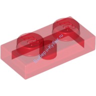 Деталь Лего Пластина 1 х 2 Цвет Прозрачно-Красный