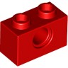 Кубик 1 х 2 С Отверстием, Цвет: Красный