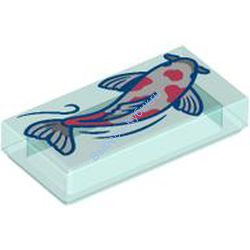 Деталь Лего Плитка 1 х 2 С Рисунком Цвет Прозрачно-Голубой