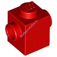 Деталь Лего Кубик Модифицированный 1 х 1 С Штырьками На Противоположных Сторонах Цвет Красный