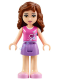 Friends Olivia, Medium Lavender Skirt, Dark Pink Top with Hearts and White Undershirt