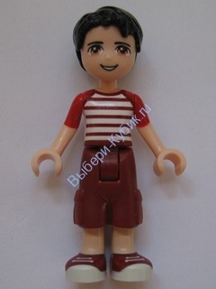 Friends Nate, Dark Red Cropped Trousers Large Pockets, Red and White Striped Shirt
