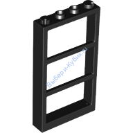 Деталь Лего Окно 1 х 4 х 6 Рама С Тремя Перекладинами Цвет Черный