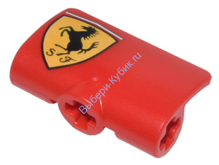 Деталь Лего Техник Панель Изогнутая 2 x 3 x 1 С Рисунком "Ferrari" Черная Лошадь Справа Цвет Красный